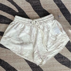 As Revival Women's Marble-Print Drawstring Shorts - White/Cream NWT